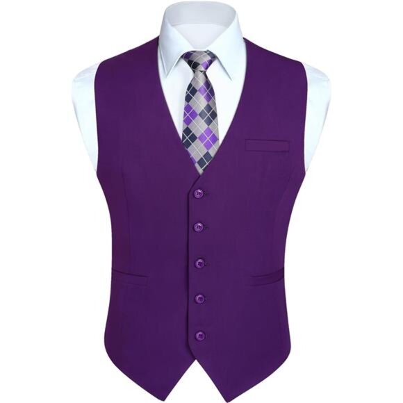 Men's Vest Formal Waistcoat Purple2